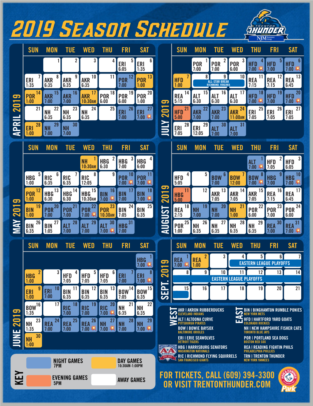 2019 Season Schedule