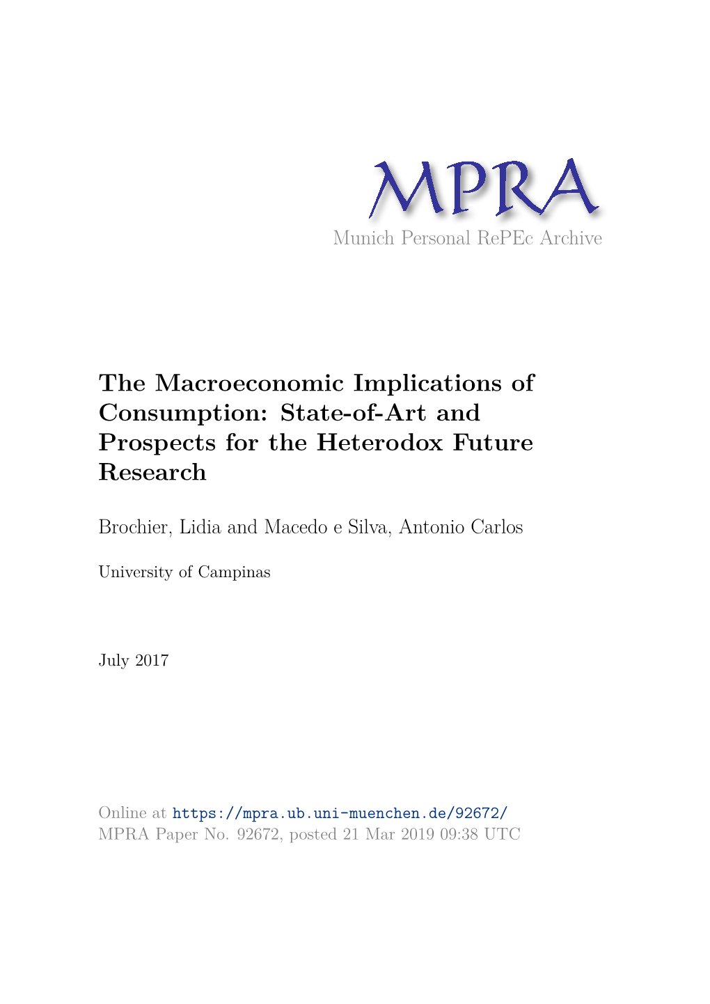 The Macroeconomic Implications of Consumption: State-Of-Art and Prospects for the Heterodox Future Research