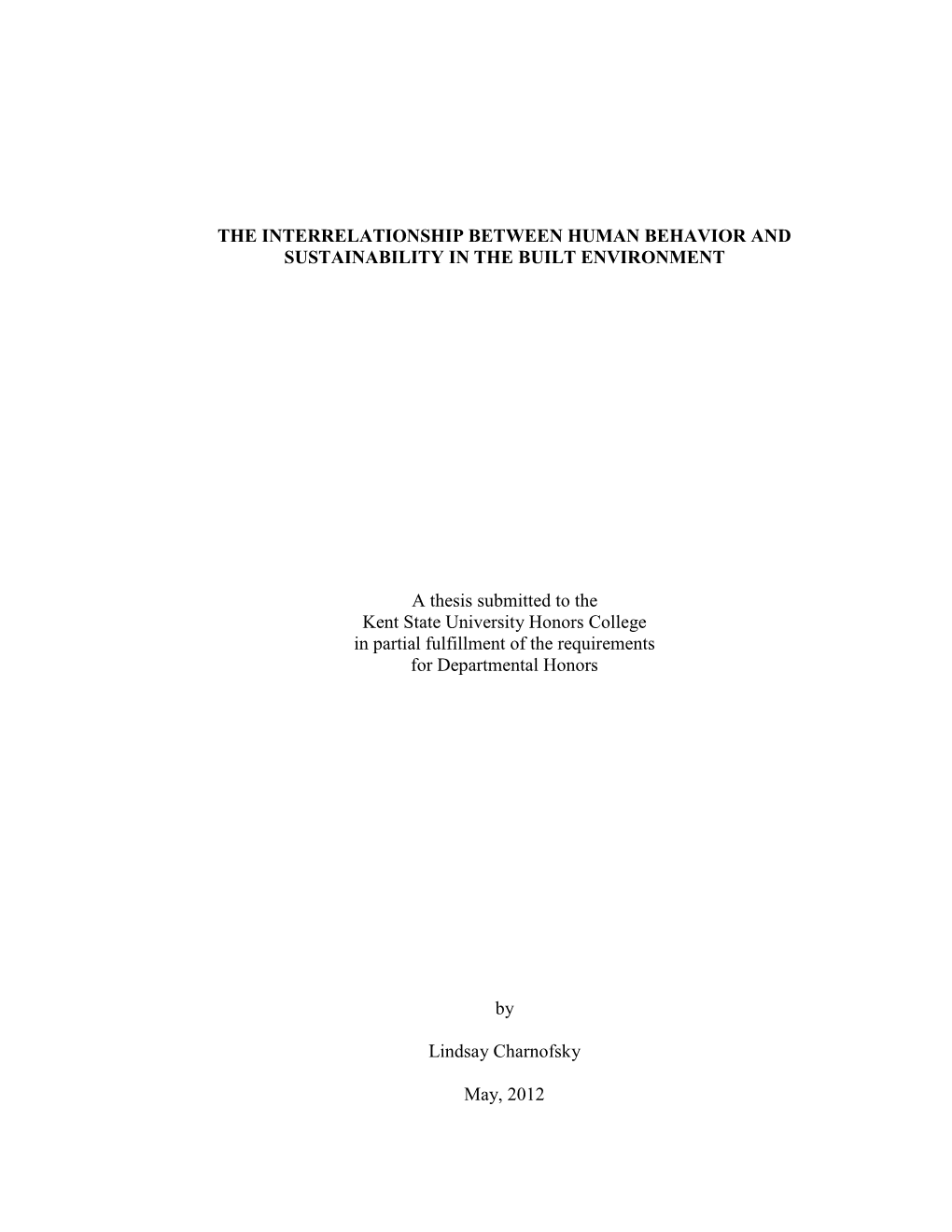 The Interrelationship Between Human Behavior and Sustainability in the Built Environment