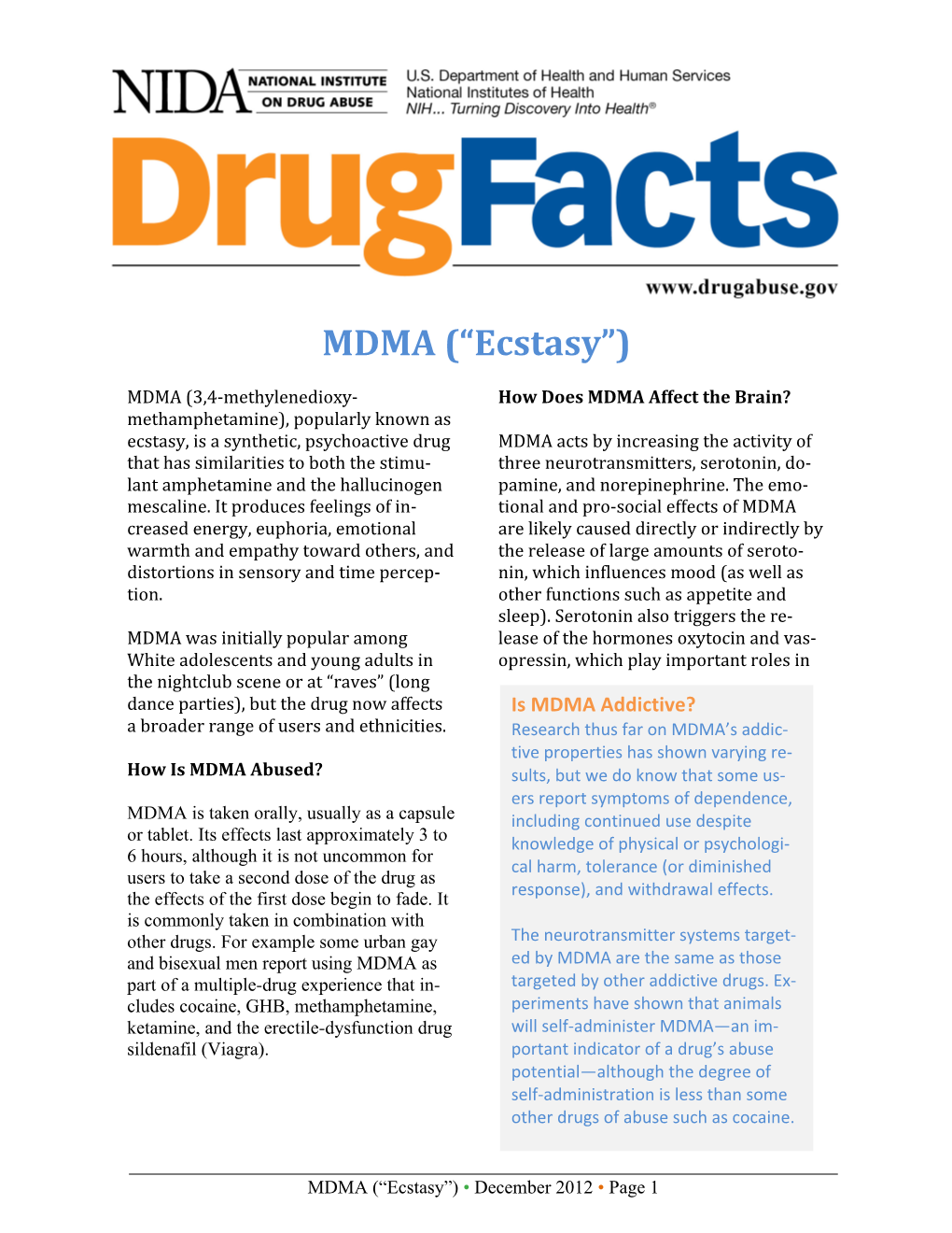 MDMA (“Ecstasy”)