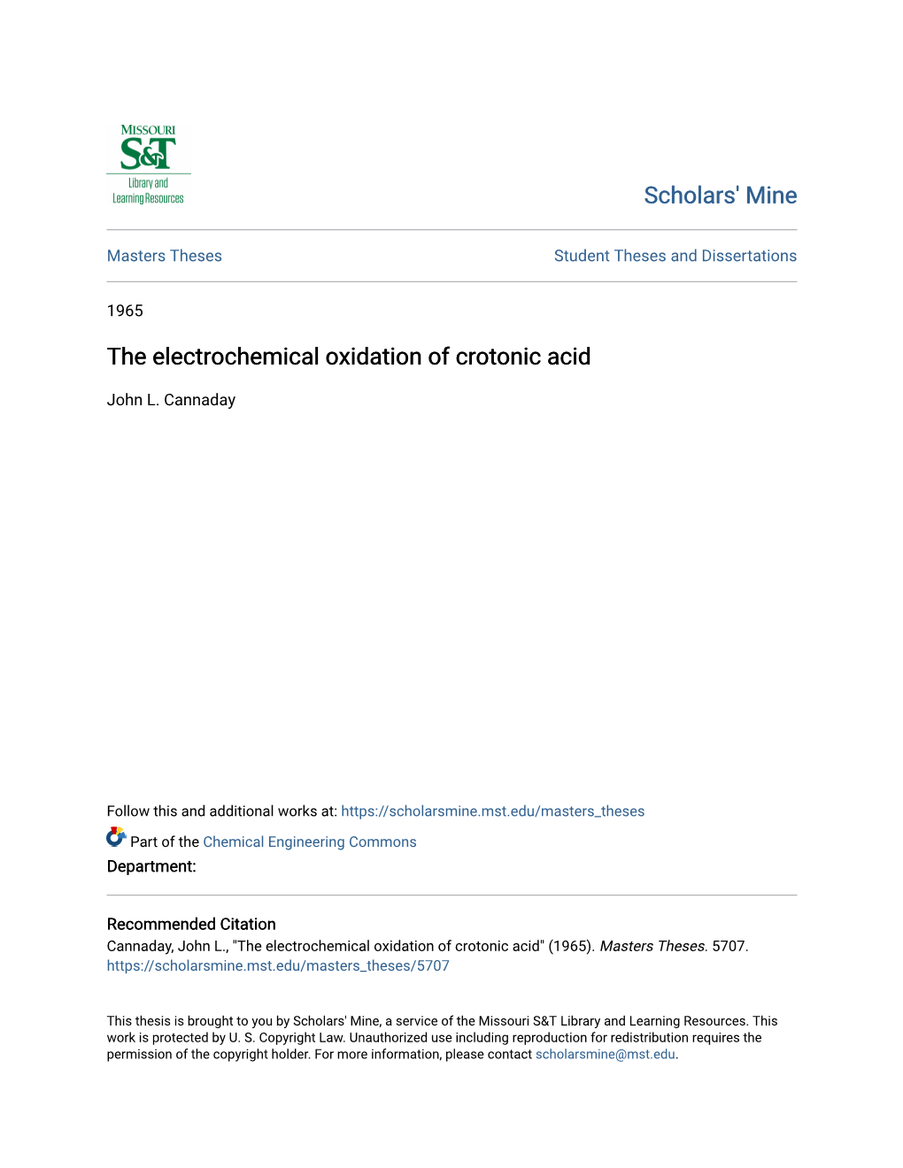 The Electrochemical Oxidation of Crotonic Acid