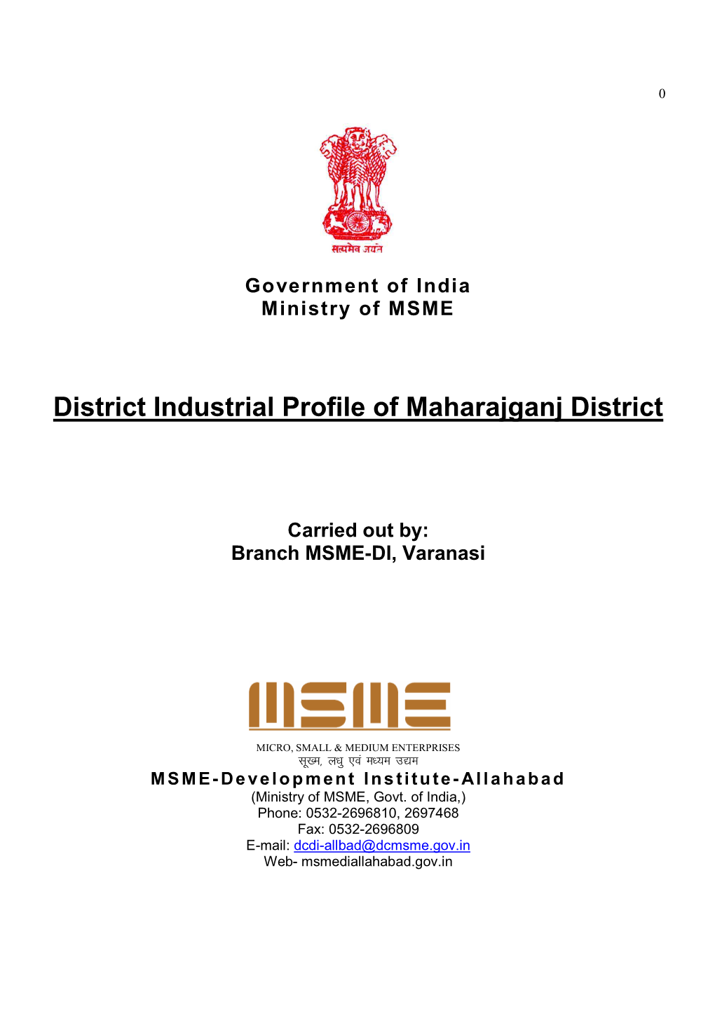 District Industrial Profile of Maharajganj District