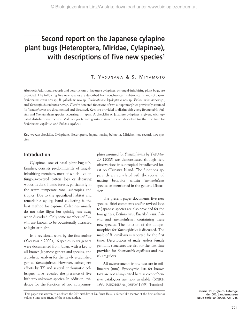 Heteroptera, Miridae, Cylapinae), with Descriptions of Five New Species1