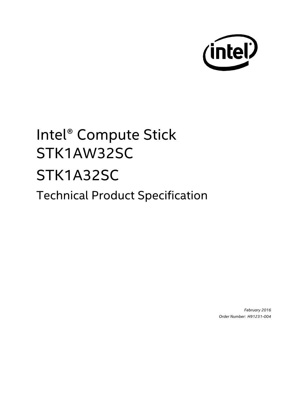 Intel® Compute Stick STK1AW32SC STK1A32SC Technical Product Specification