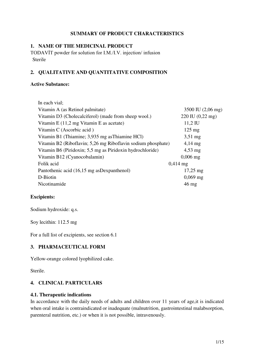 Produktinformation Todavit