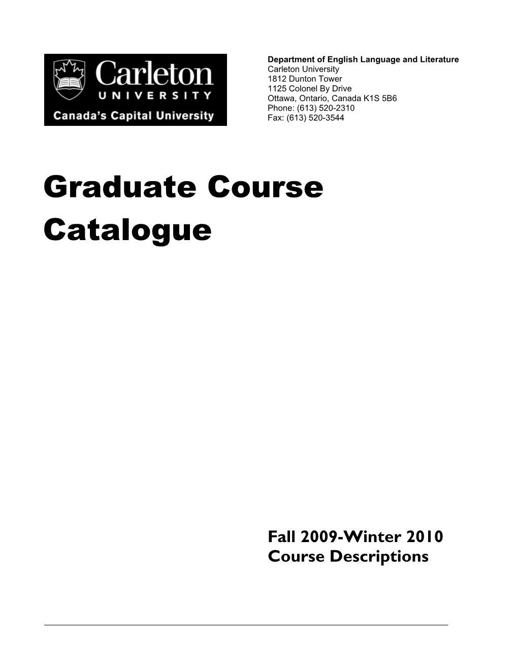 Graduate Course Catalogue