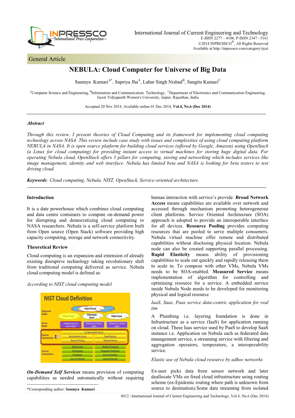 NEBULA: Cloud Computer for Universe of Big Data