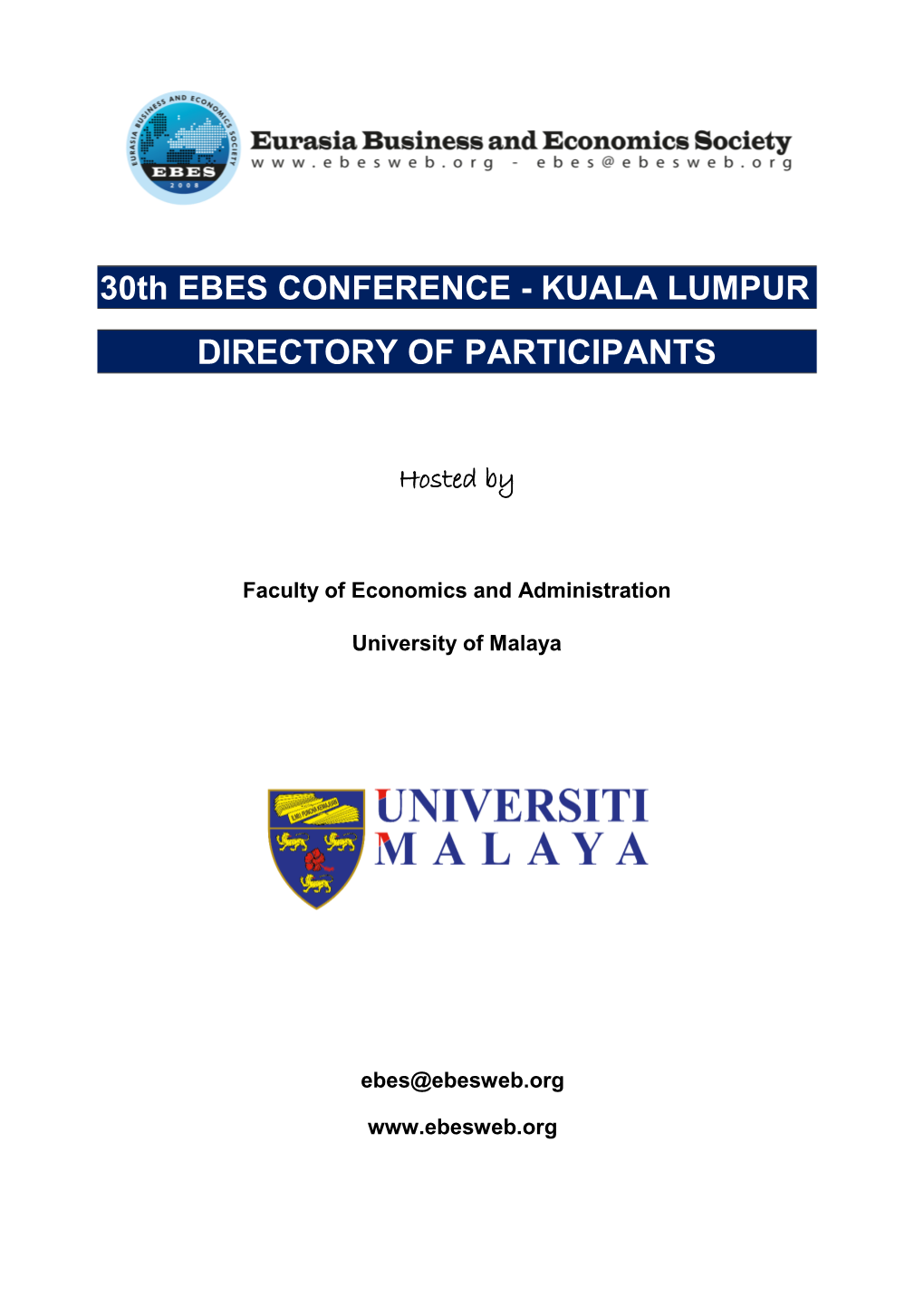 30Th EBES CONFERENCE - KUALA LUMPUR