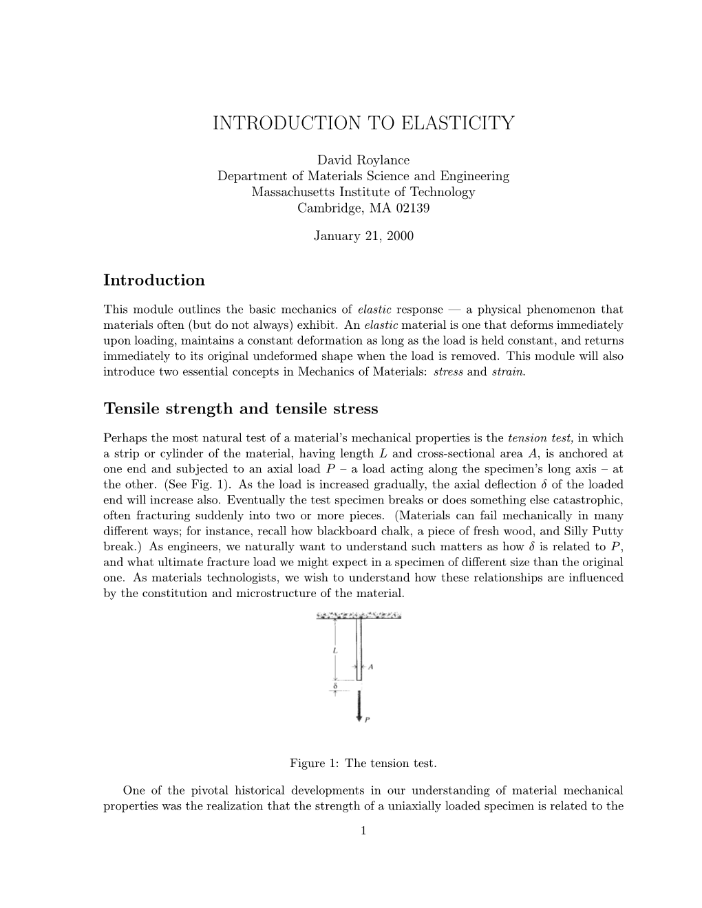 Introduction to Elasticity