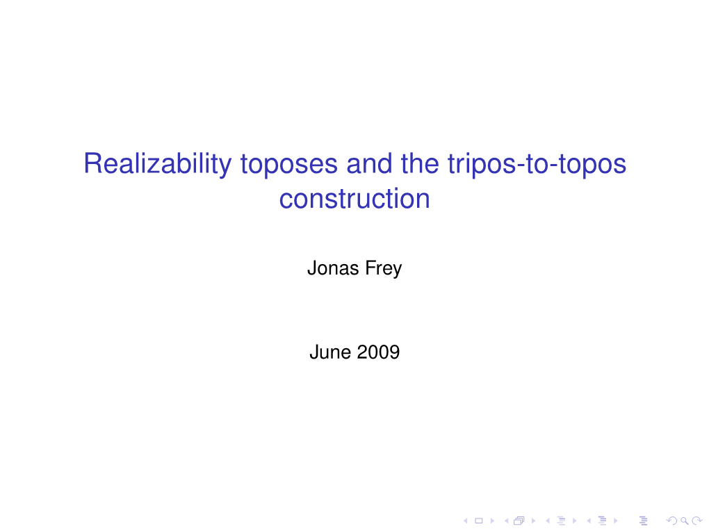 Realizability Toposes and the Tripos-To-Topos Construction