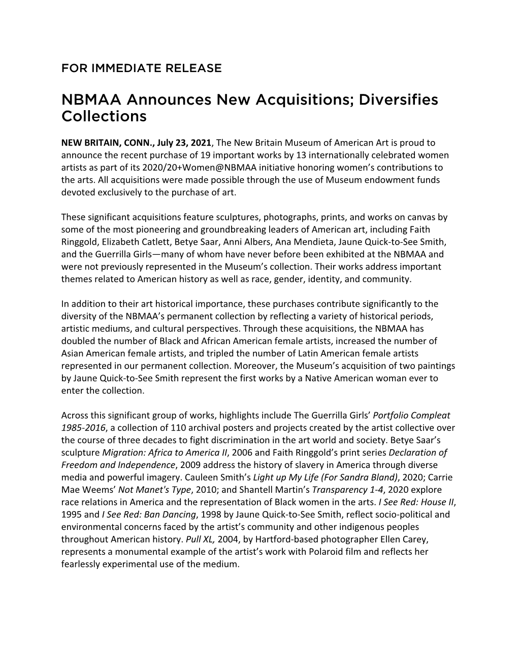 Acquisitions Press Release