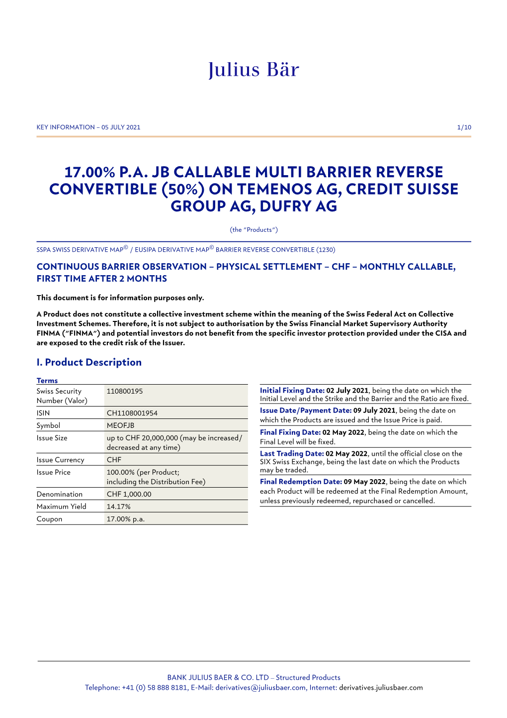 110800195 | 17.00% P.A. JB Callable Multi Barrier Reverse Convertible