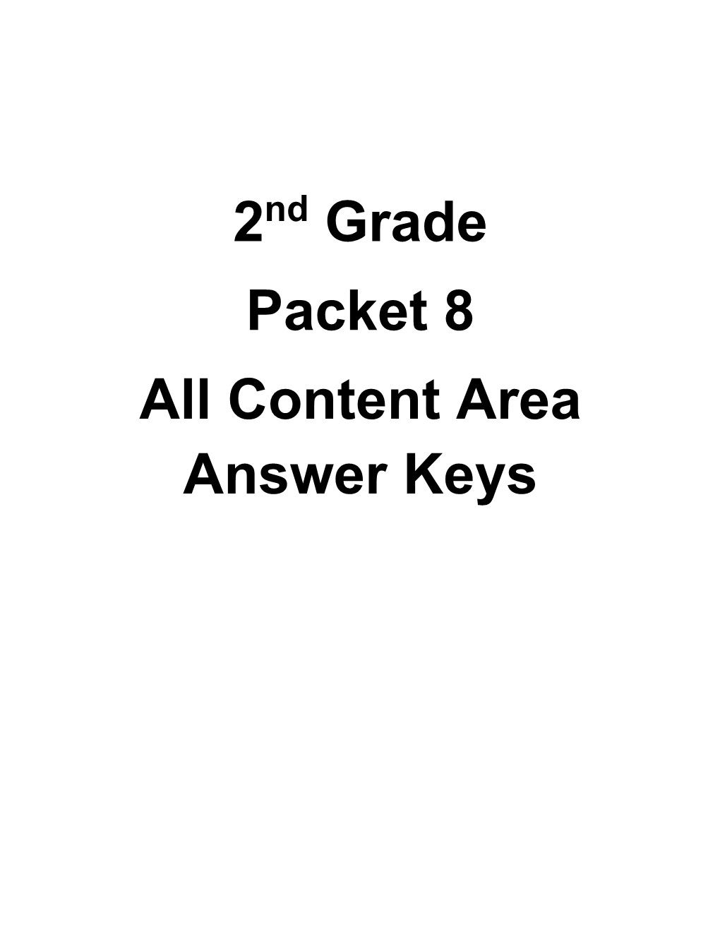 2 Grade Packet 8 All Content Area Answer Keys