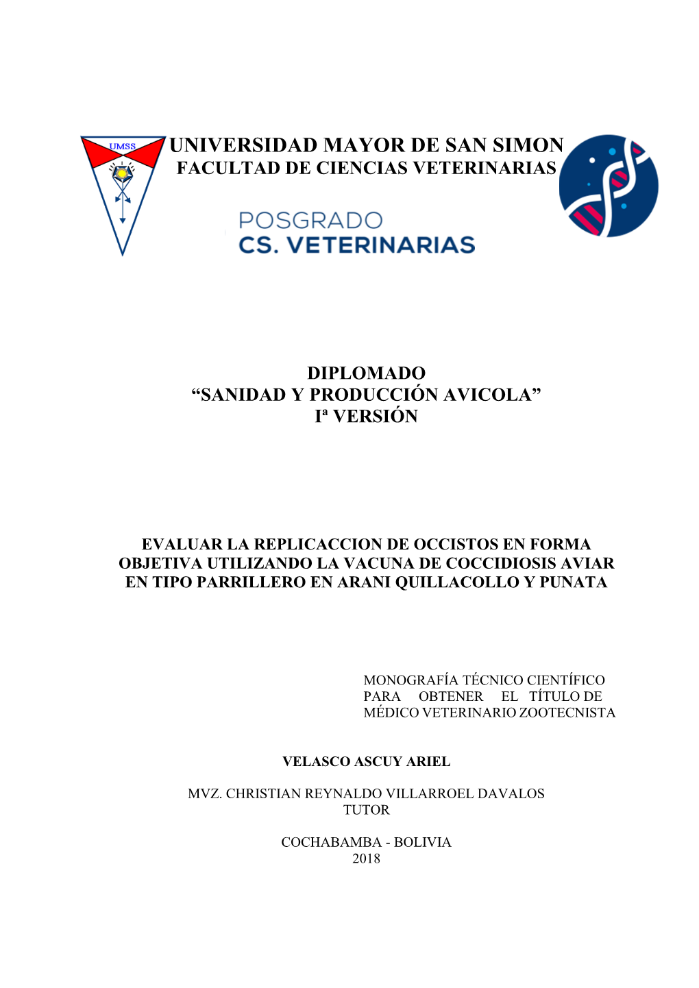 Facultad De Ciencias Veterinarias Diplomado “Sanidad Y Producción Avicola”