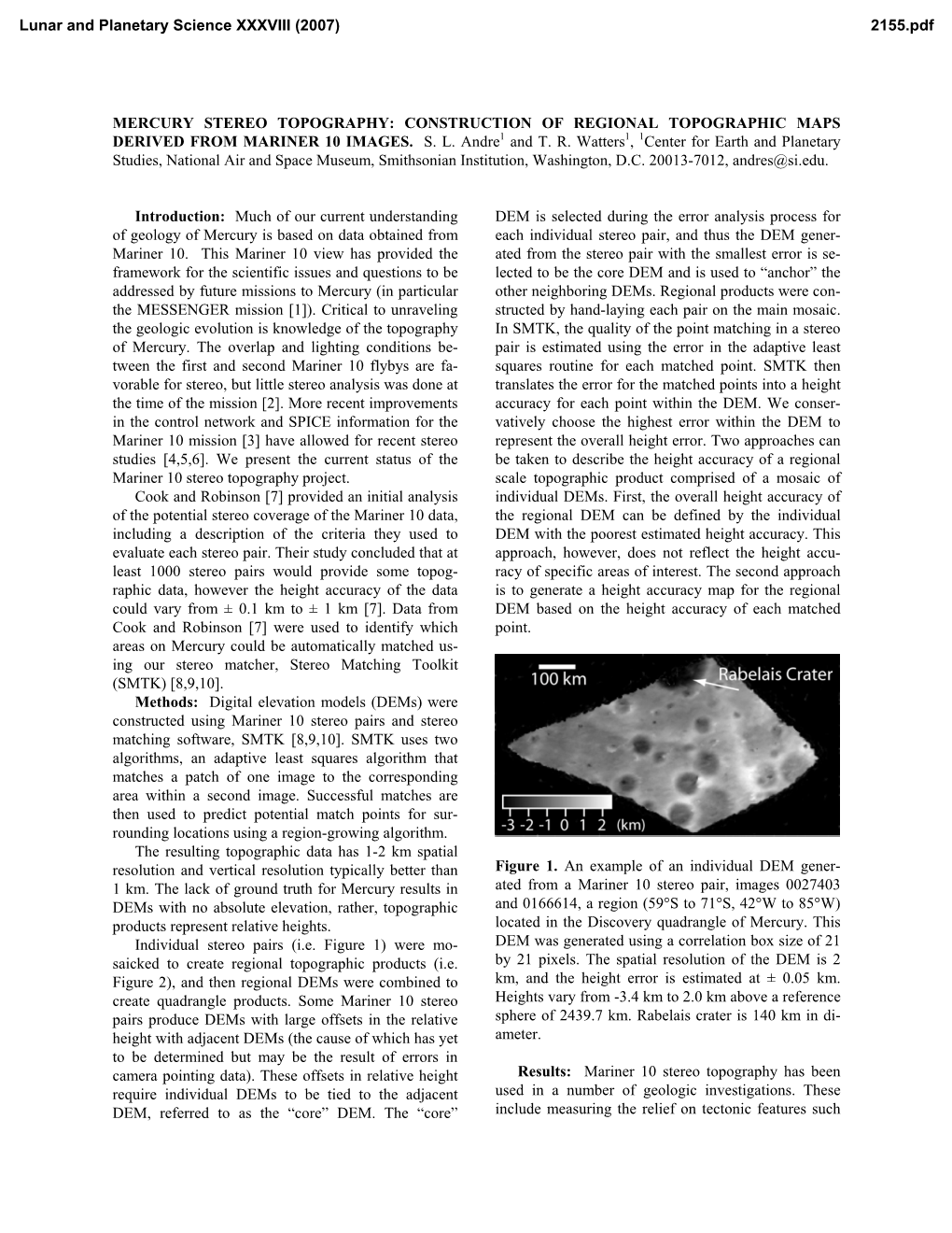 Mercury Stereo Topography: Construction of Regional Topographic Maps Derived from Mariner 10 Images