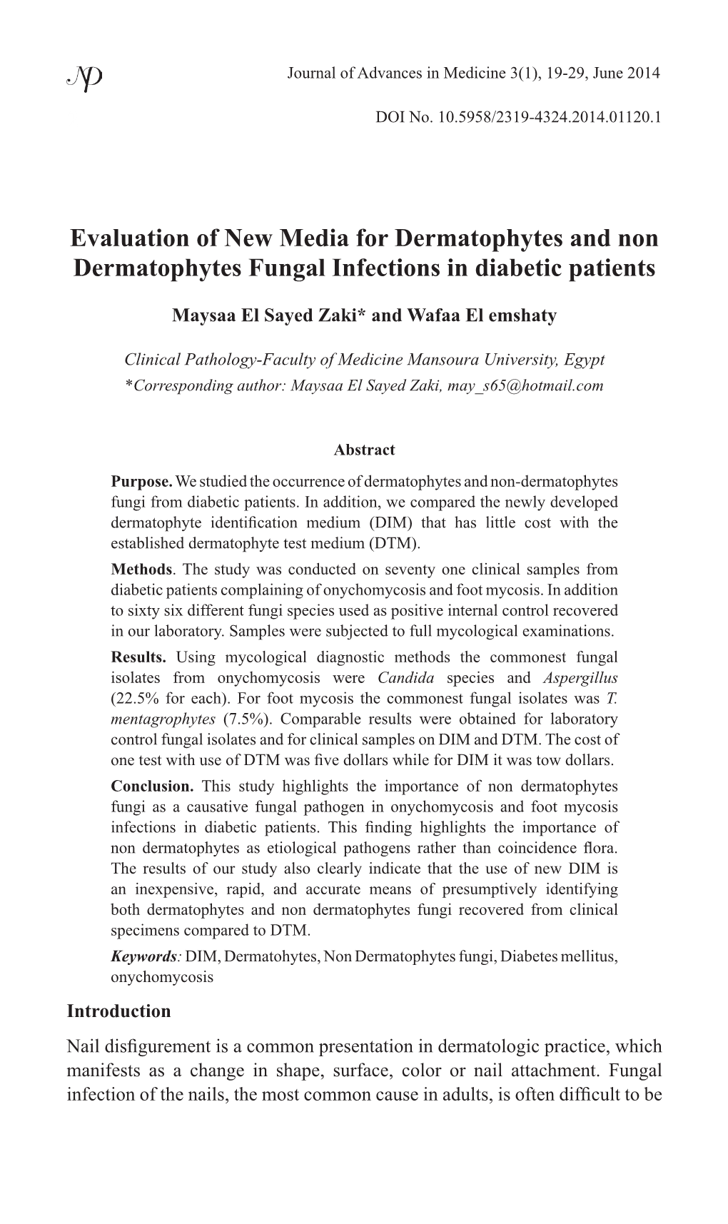 2 Evaluation of New Media for Dermatophytes and Non