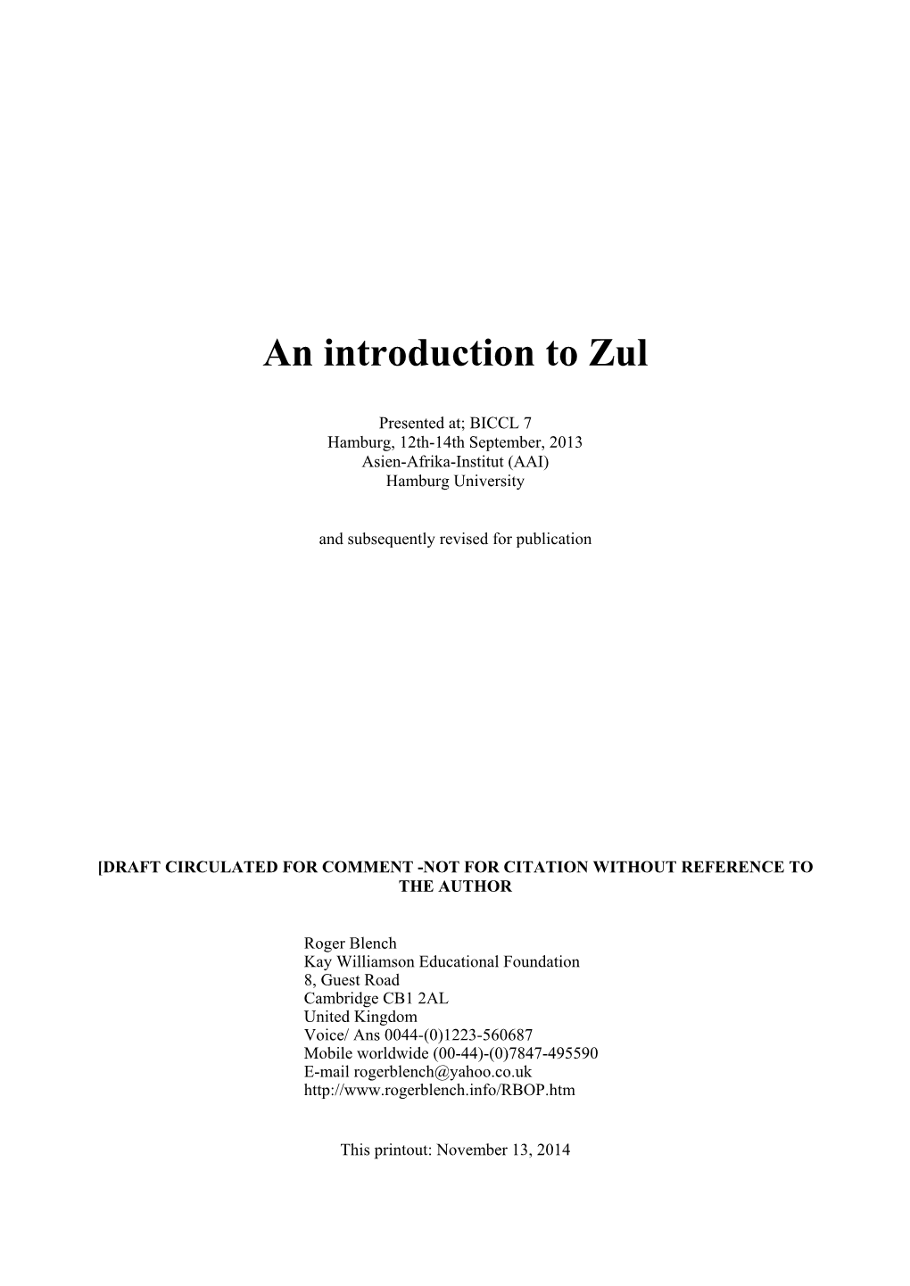 An Introduction to Zul