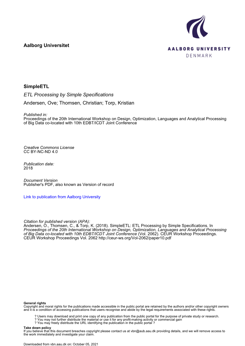 Simpleetl: ETL Processing by Simple Specifications