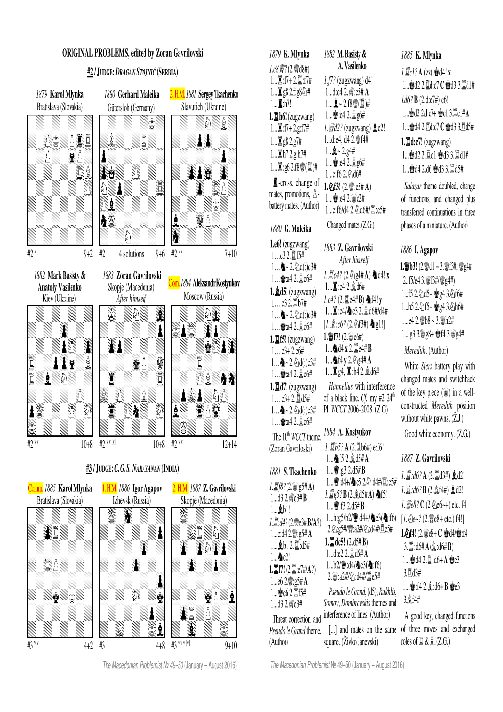 ORIGINAL PROBLEMS, Edited by Zoran Gavrilovski #2 / JUDGE: DRAGAN STOJNIĆ (SERBIA) 1879 Karol Mlynka Bratislava (Slovakia) 1880