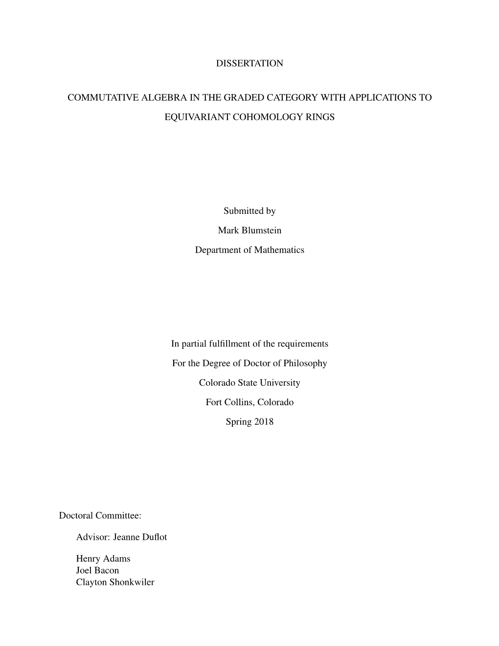 Dissertation Commutative Algebra in the Graded