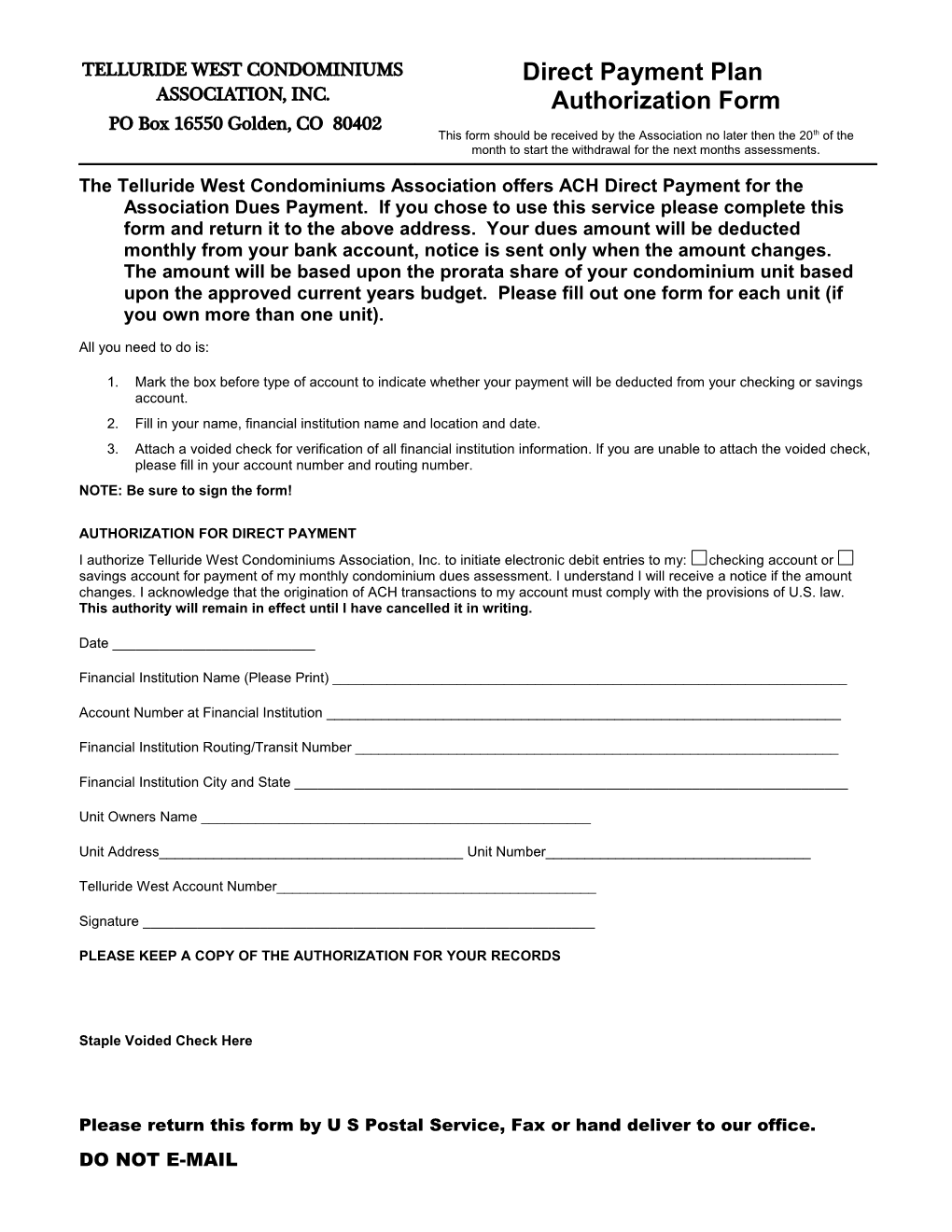 Authorization Form Template