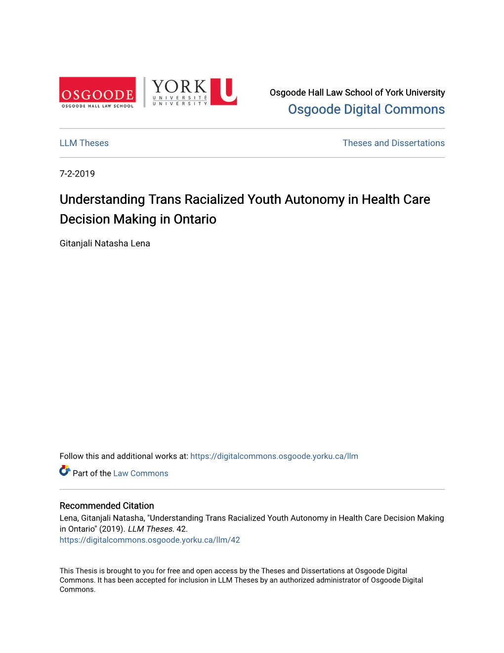 Understanding Trans Racialized Youth Autonomy in Health Care Decision Making in Ontario