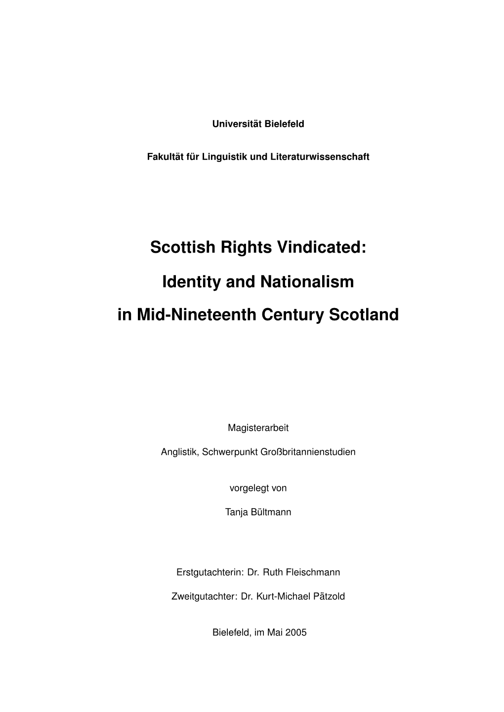 Identity and Nationalism in Mid-Nineteenth Century Scotland