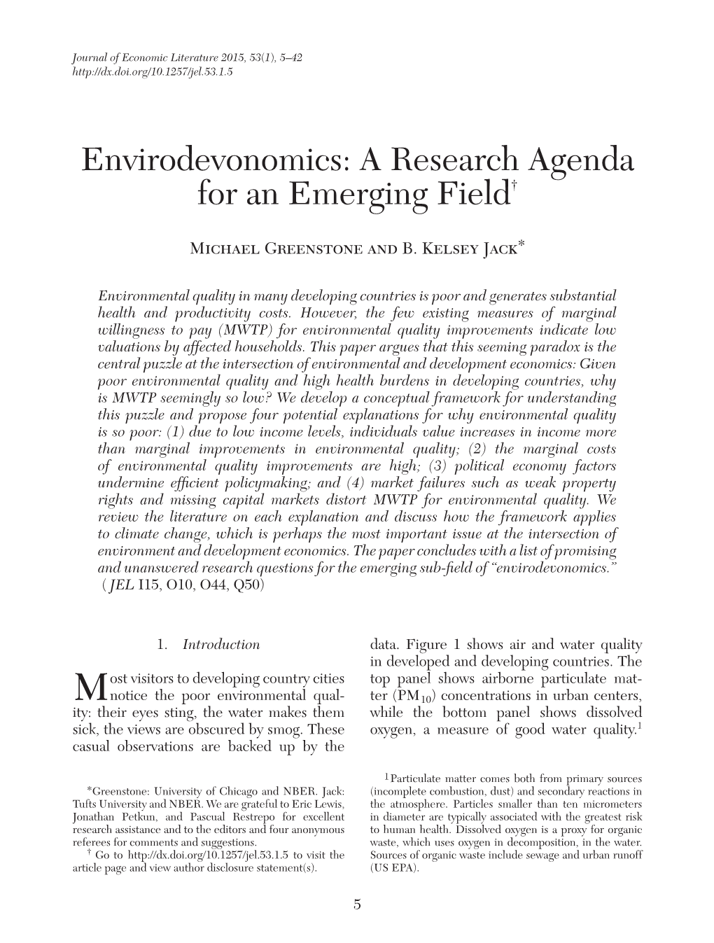 Envirodevonomics: a Research Agenda for an Emerging Field†