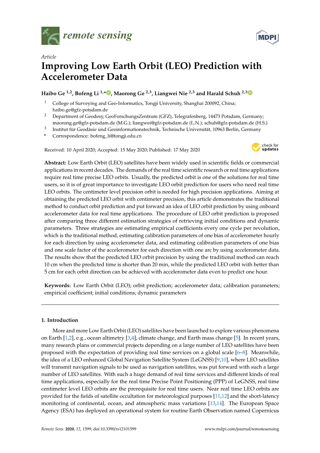 Improving Low Earth Orbit (LEO) Prediction with Accelerometer Data