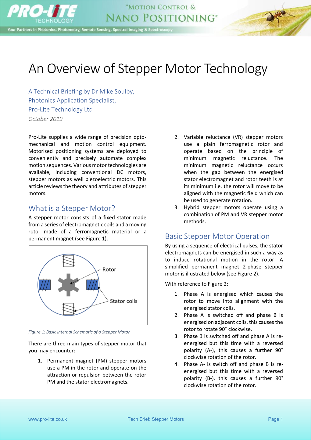 An Overview of Stepper Motor Technology
