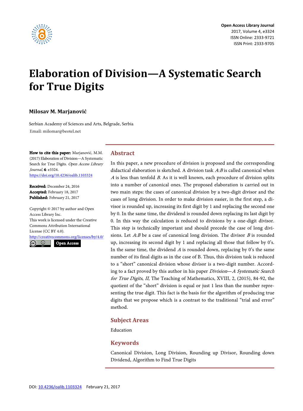 Elaboration of Division—A Systematic Search for True Digits