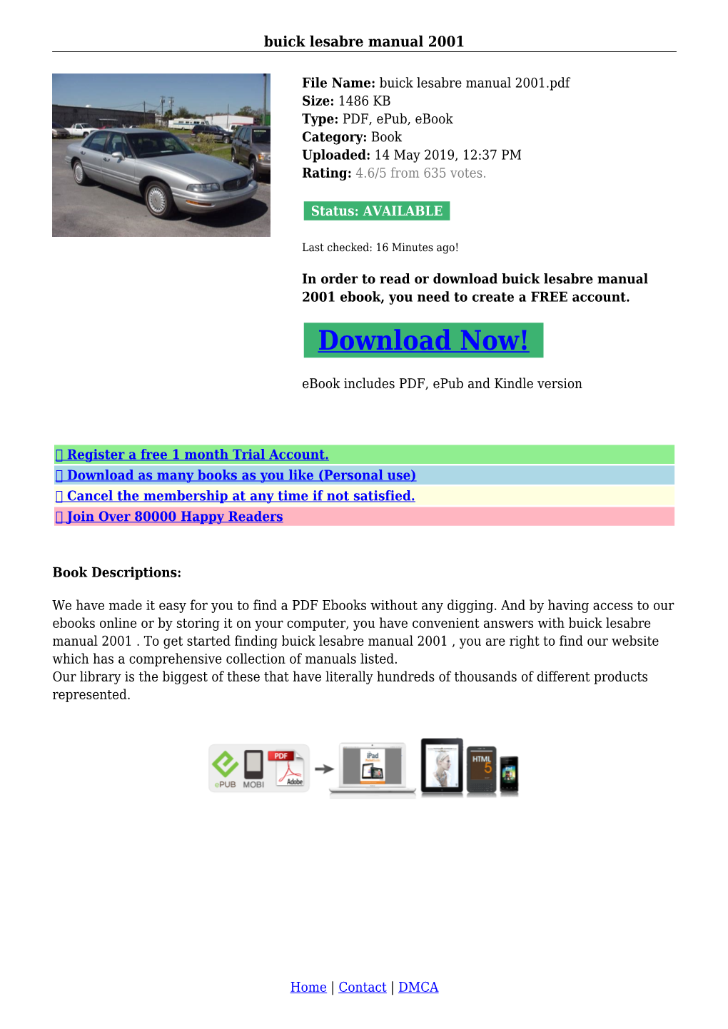 Buick Lesabre Manual 2001