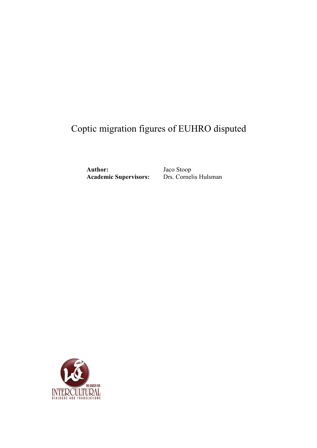 Coptic Migration Figures of EUHRO Disputed