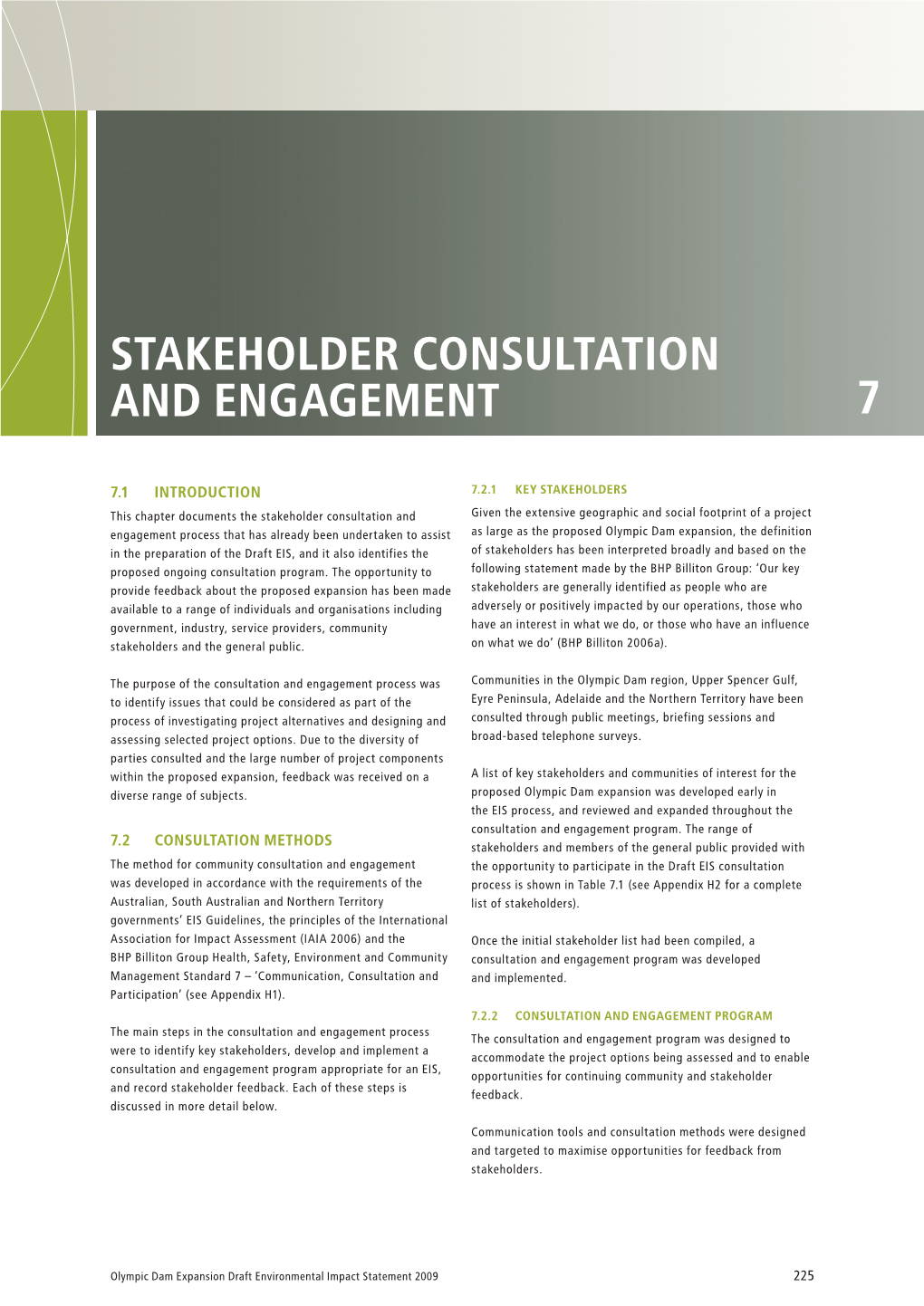 Chapter 7 Stakeholder Consultation and Engagement