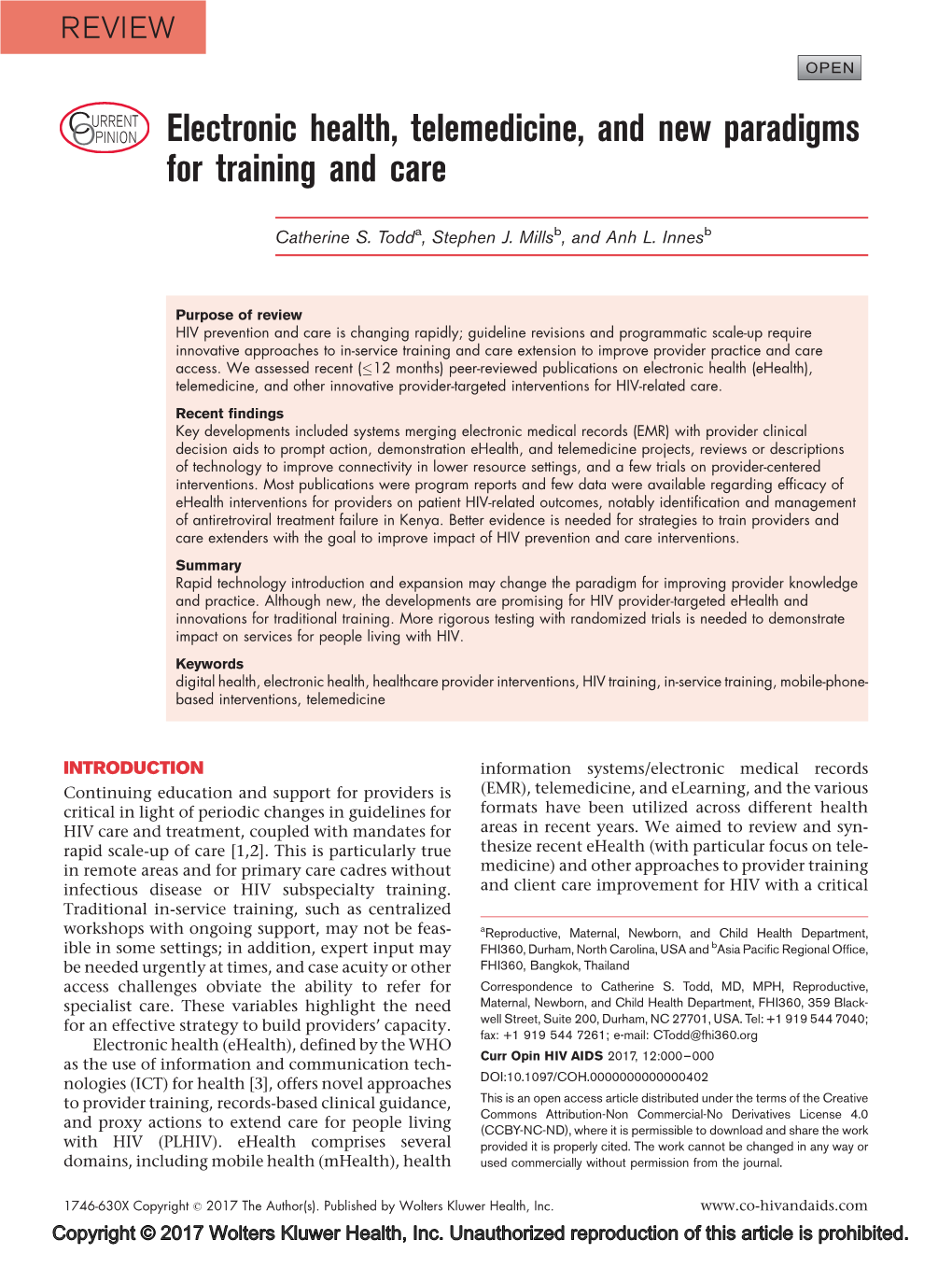 Electronic Health, Telemedicine, and New Paradigms for Training and Care