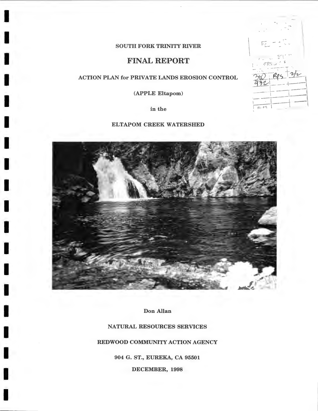 I I I I I I I I I Don Allan I NATURAL RESOURCES SERVICES REDWOOD COMMUNITY ACTION AGENCY