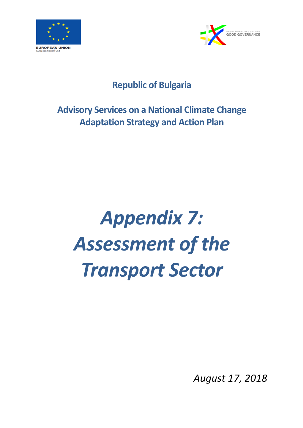 Appendix 7: Assessment of the Transport Sector