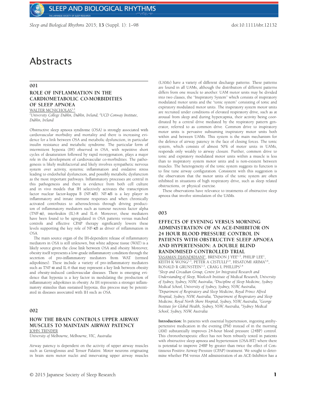 Role of Inflammation in the Cardiometabolic Co-Morbidities of Sleep Apnoea