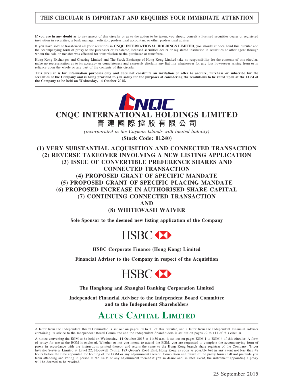 Cnqc International Holdings Limited 青建國際控股有限公司