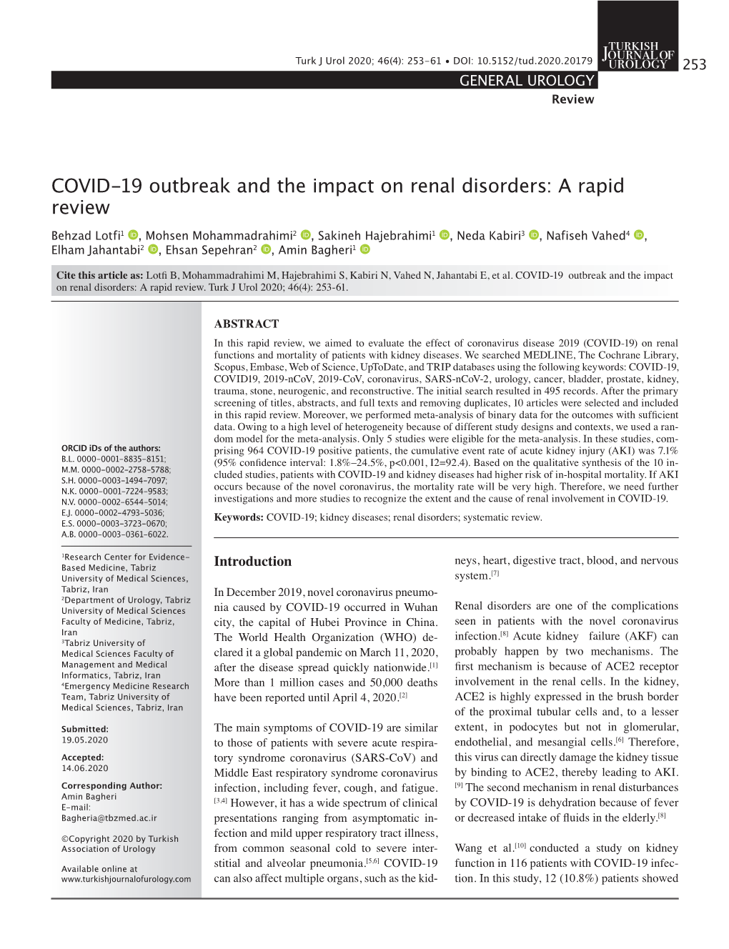 COVID-19 Outbreak and the Impact on Renal Disorders: a Rapid Review
