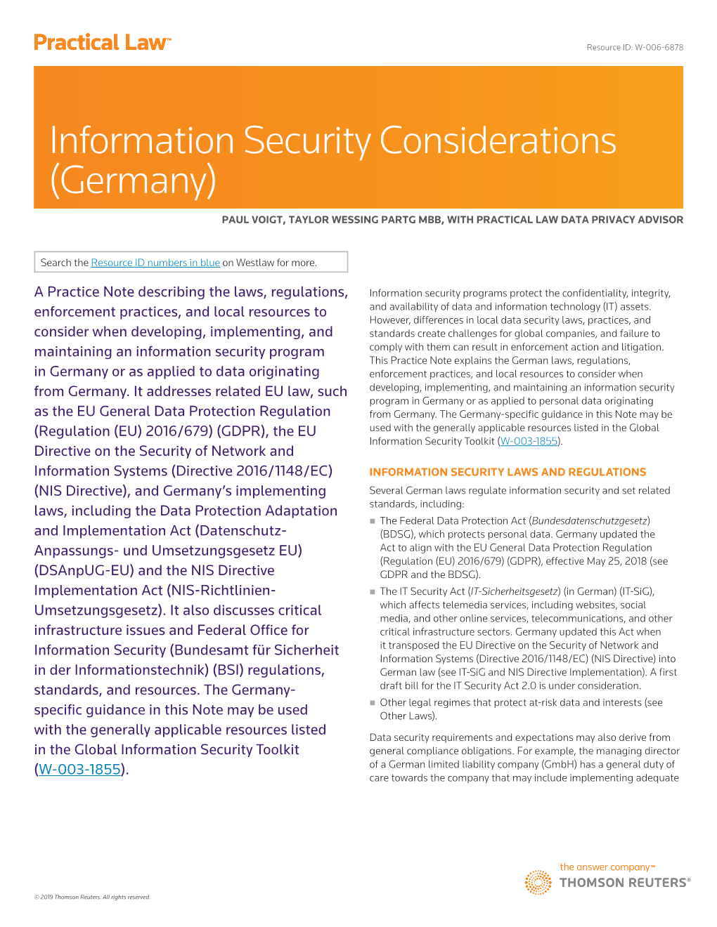 Information Security Considerations (Germany)