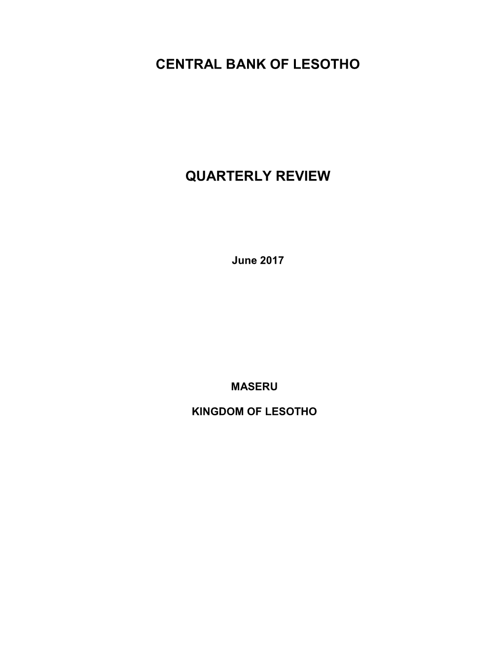 Central Bank of Lesotho Quarterly Review