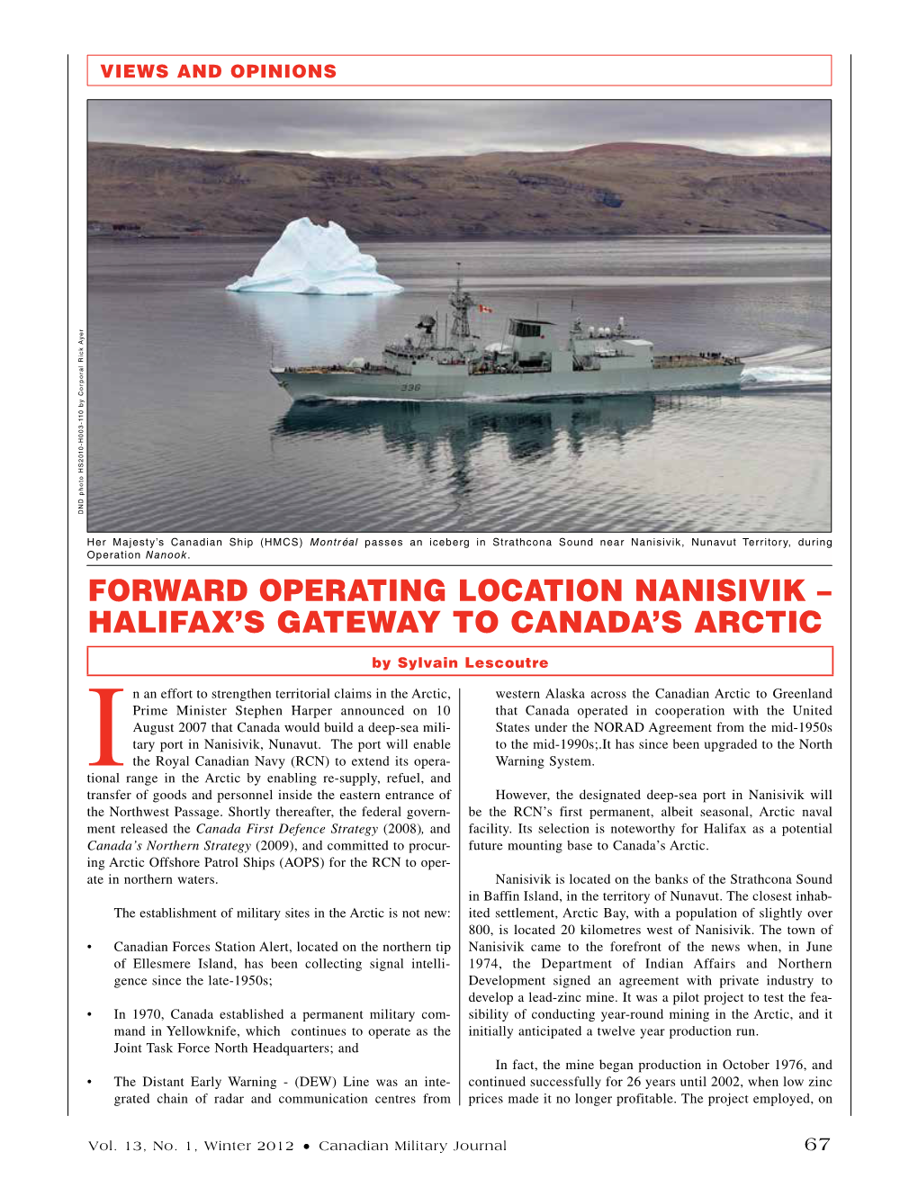 Forward Operating Location Nanisivik – Halifax's Gateway