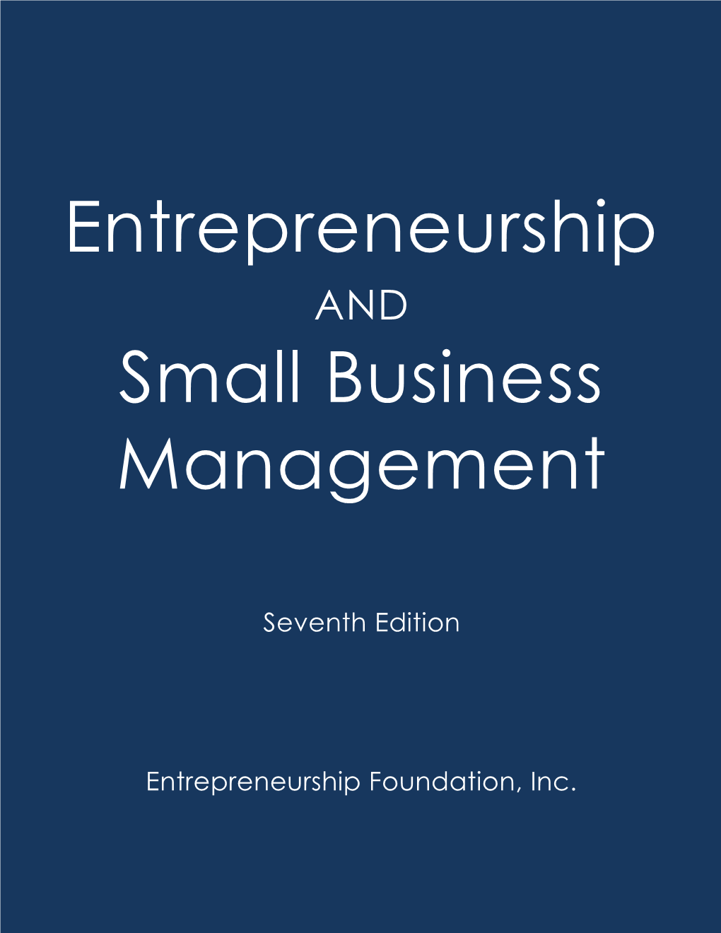 Entrepreneurship Small Business Management