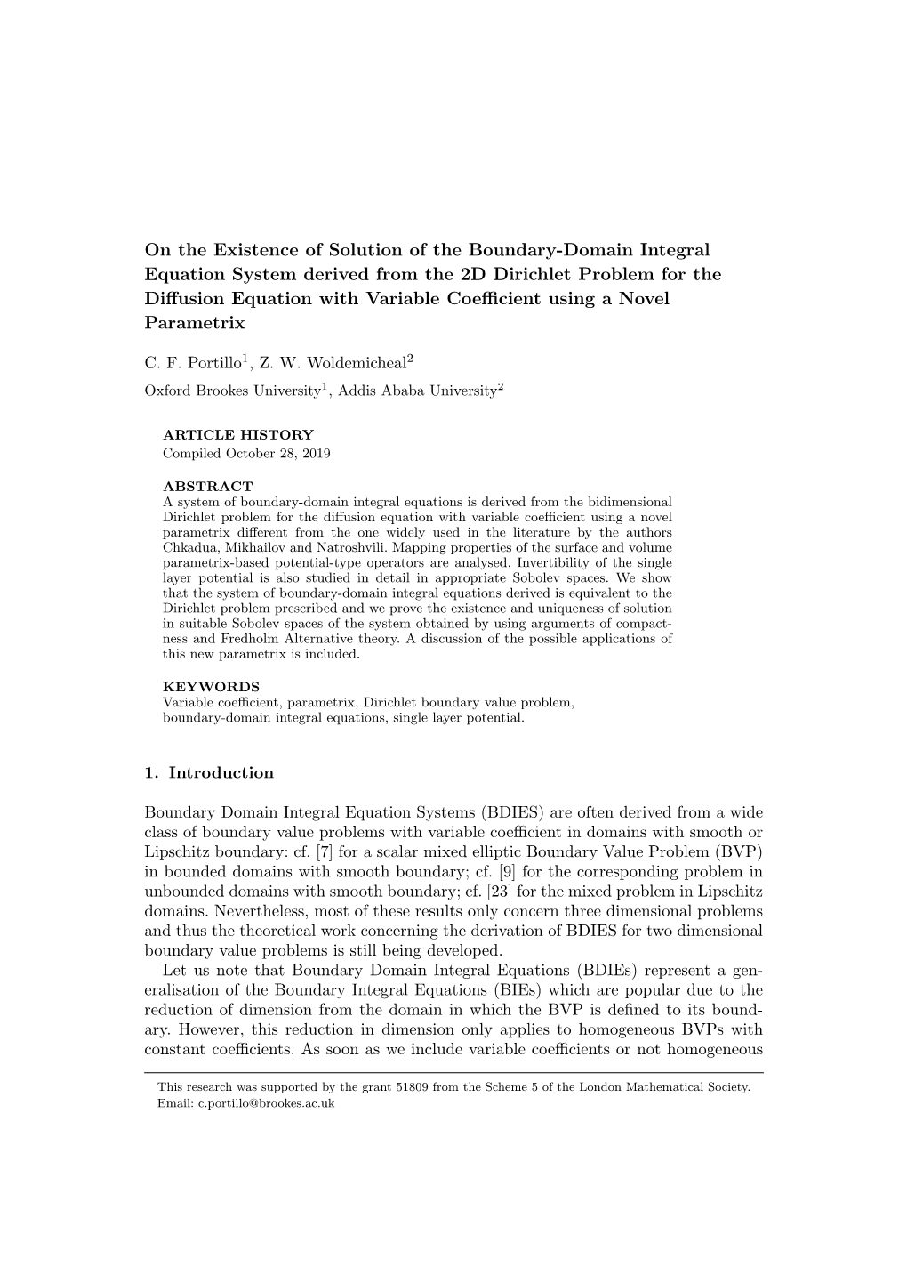 On the Existence of Solution of the Boundary-Domain Integral