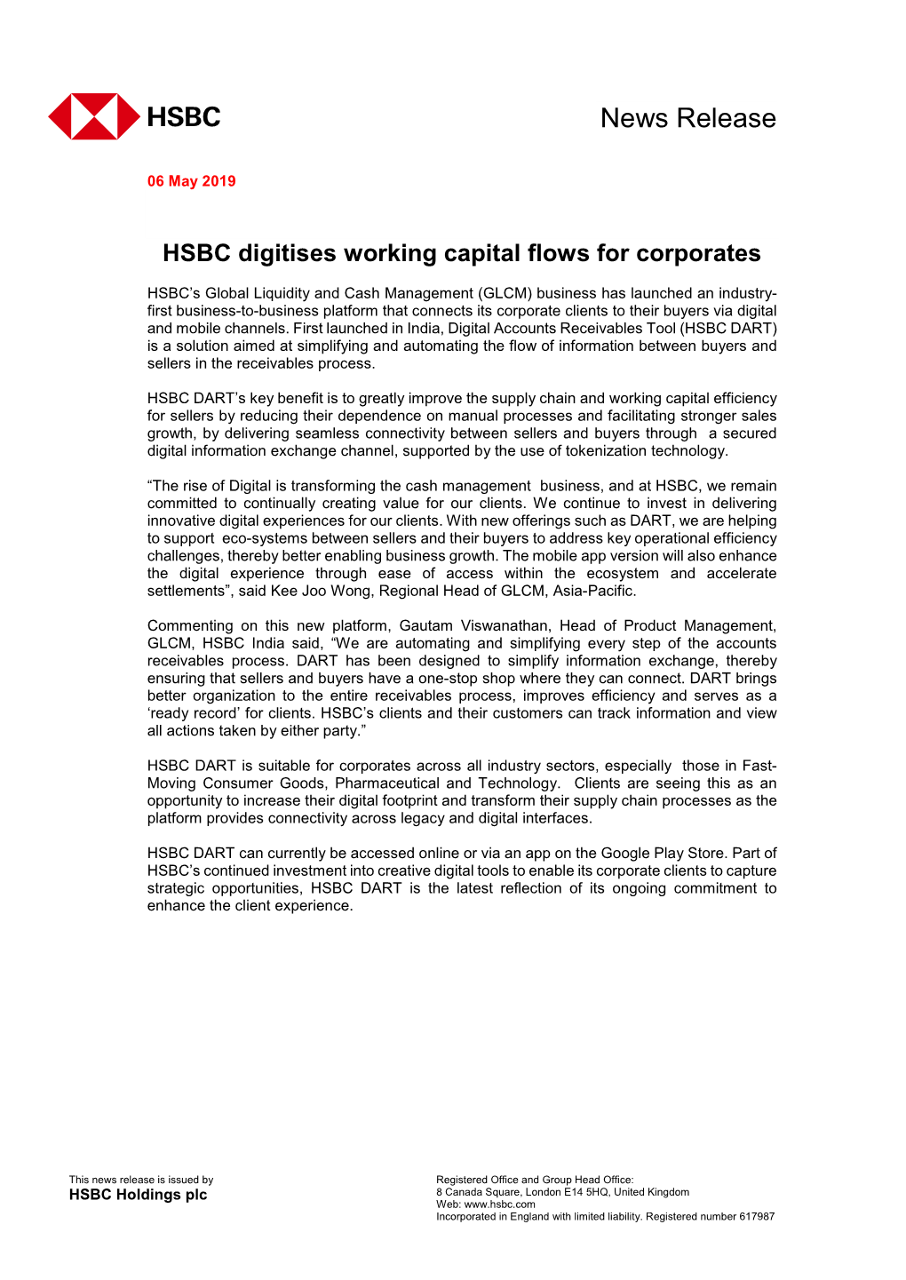 HSBC Digitises Working Capital Flows for Corporates
