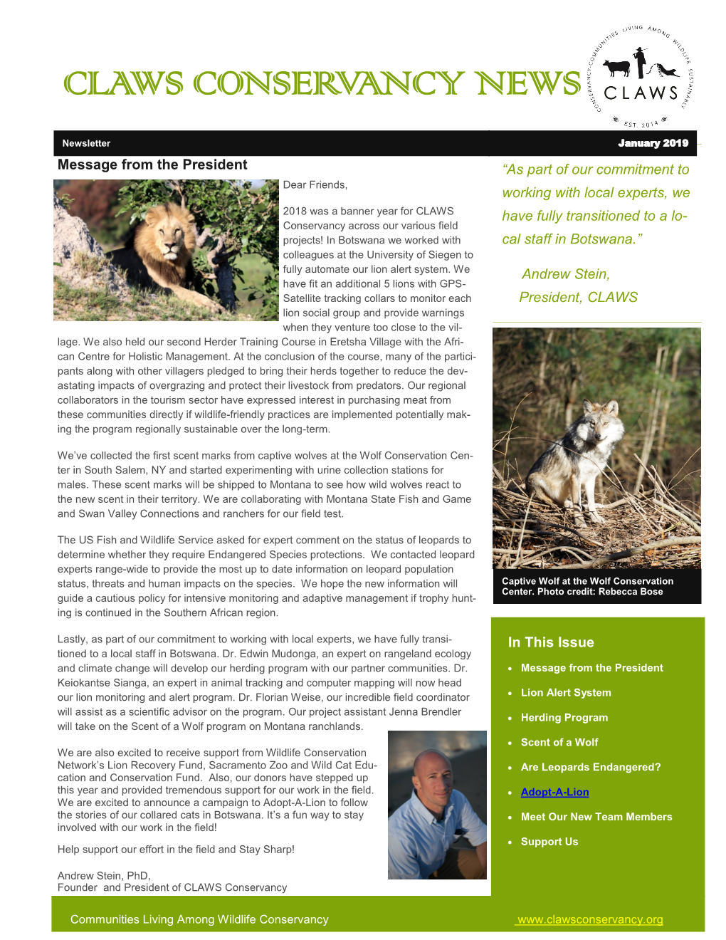 Claws Conservancy News