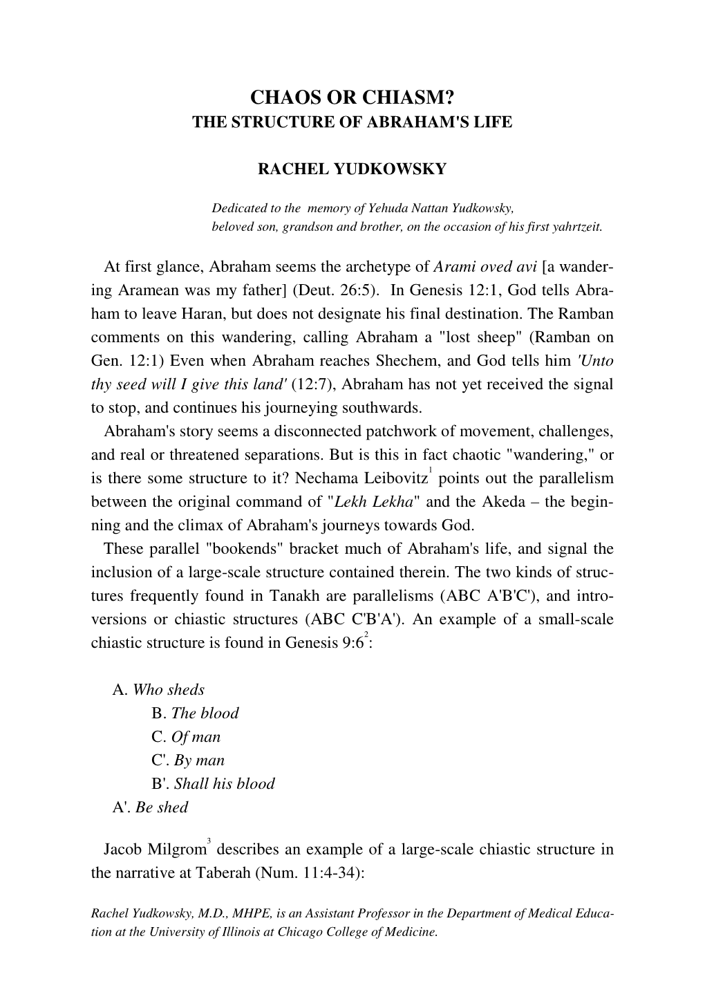 Chaos Or Chiasm? the Structure of Abraham's Life