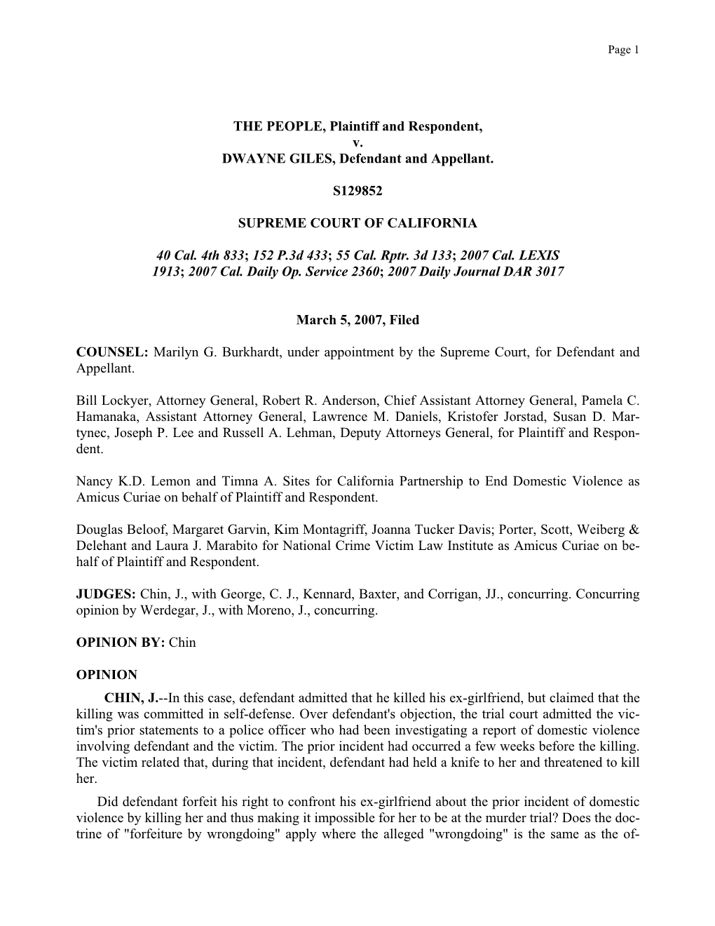 THE PEOPLE, Plaintiff and Respondent, V. DWAYNE GILES, Defendant and Appellant