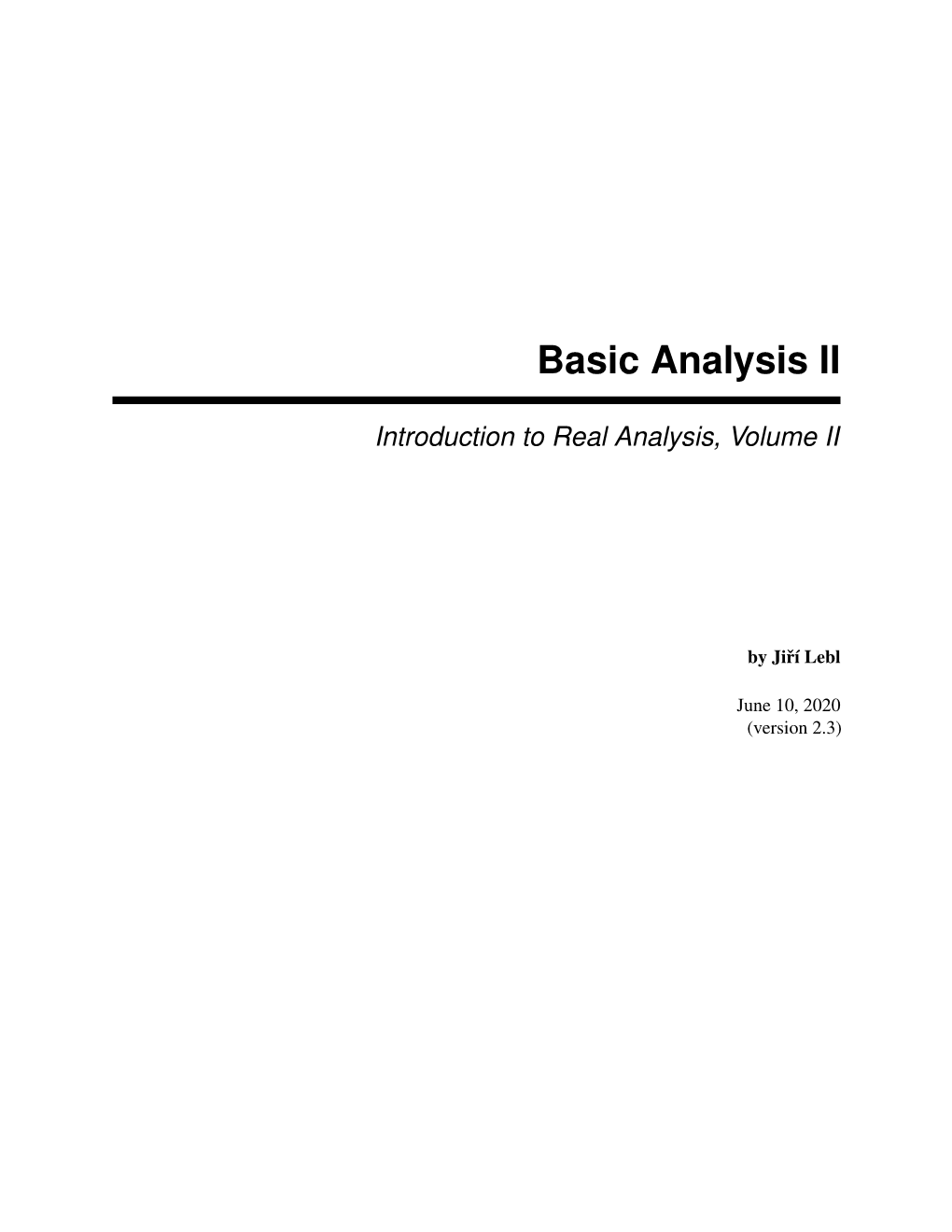 Introduction to Real Analysis, Volume II